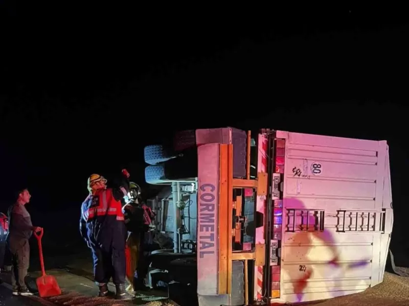 Ruta 51: volc&oacute; un cami&oacute;n cerealero cerca del Dique Paso de las Piedras