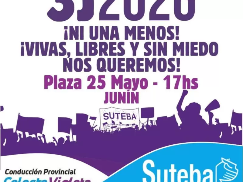 SUTEBA convoca a una nueva movilización de Ni Una Menos en defensa de los derechos de las mujeres