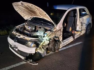 Ruta 3: fuerte choque entre un auto y un cami&oacute;n